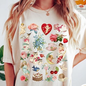 Camiseta Comfort Colors® de estilo vintage de San Valentín, camiseta vintage de San Valentín, camiseta retro con tarjeta de San Valentín, camiseta de San Valentín de moda para mujer