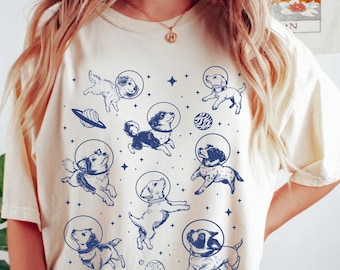 Dogs in Space Shirt, Funny Dog Tshirt,Comfort Colors TShirt,Oversized Shirt, Aesthetic Graphic Retro Vintage TShirt, Dog Lover Gift, Dog Mom