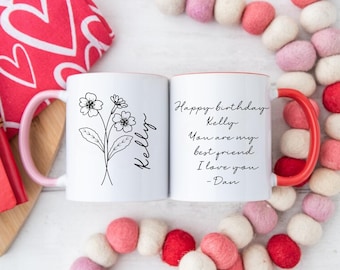 Custom Birth Month Flower Mug,Personalized Birthday Mug,Personalized Birthday Flower Mug,Personalized Gift Mug,Custom Flower,Birthday Memory