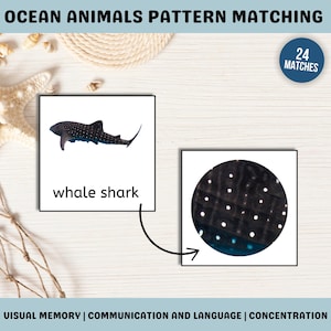 Juego de emparejamiento de patrones de animales del océano para niños en edad preescolar y niños pequeños: actividad educativa para niños