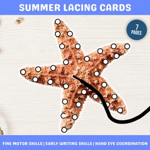 Summer Lacing Cards | Preschool Printable & Fine Motor Skills