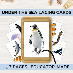 Ocean Animal Lacing Cards | Preschool Printable & Fine Motor Skills