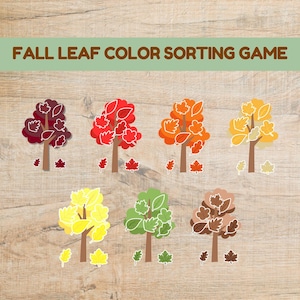 Juego de clasificación de colores / Imprimible Montessori para preescolar / Combinación de colores y matemáticas tempranas - Tema de otoño