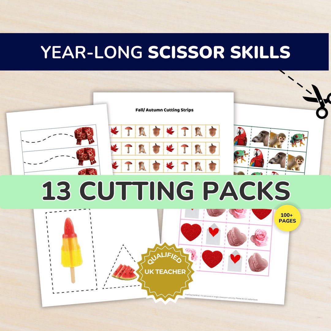 Scissor Skills for Ages 3–5 | 100+ Page Preschool Cutting Practice ...