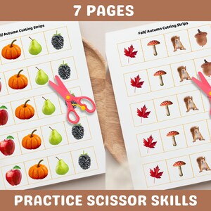 Fall-themed Cutting Strips for Preschool and Homeschool Activities ...