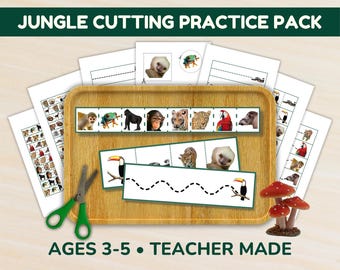 Preschool Scissor Skills Printable | Cutting Practice Printable for Toddlers & Preschoolers – Jungle Fine Motor Activity
