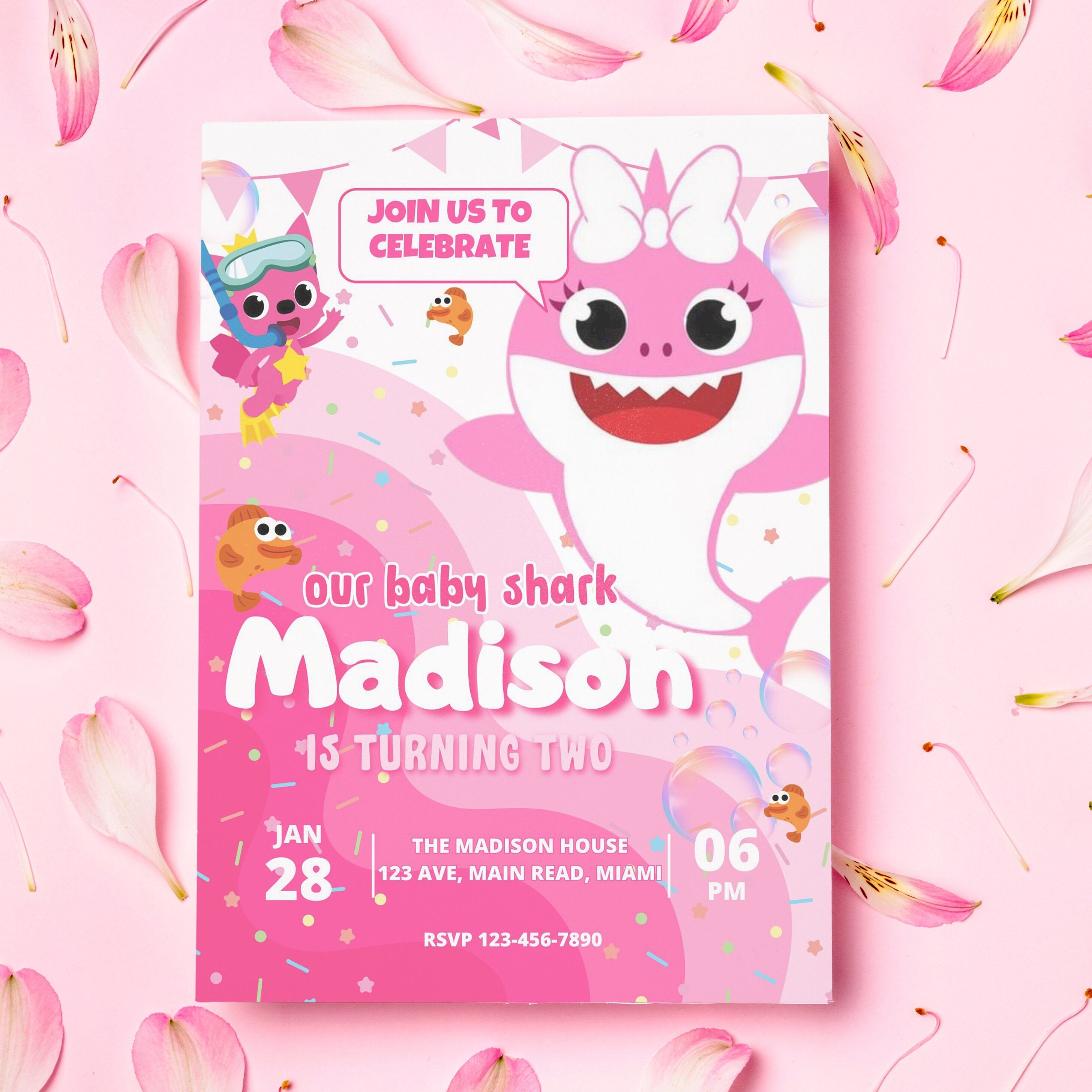 Baby Shark Inspired Birthday Invitation Digital Download Template Printable Birthday Party Invite Instant Download Boy Girl
