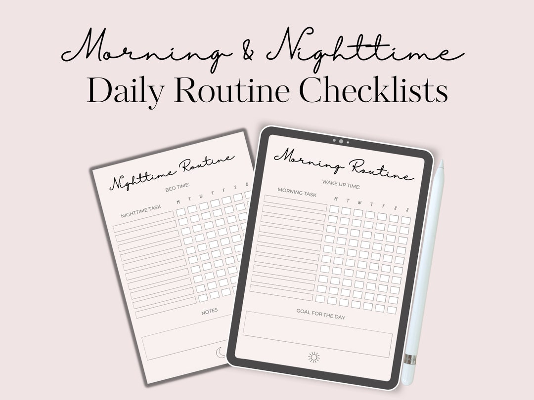 Morning & Nighttime Routine Checklists, Fillable Pdfs, Morning ...