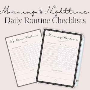 Morning & Nighttime Routine Checklists, Fillable PDFs, Morning Checklist, Nighttime Checklist, PDF, Printable, Goodnotes, Editable Checklist