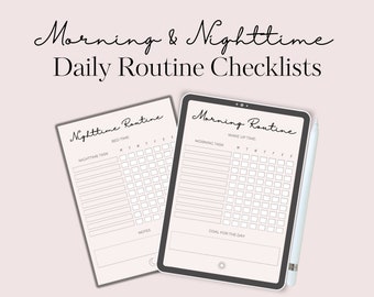 Liste di controllo di routine mattutina e notturna, PDF compilabili, Lista di controllo mattutina, Lista di controllo notturna, PDF, Stampabile, Goodnotes, Lista di controllo modificabile