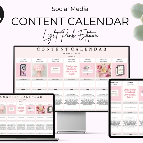 Google Sheets Social Media Content Calendar, Content Planning, Google Sheets Content Calendar, Content Calendar, Social Media Posting, Pink