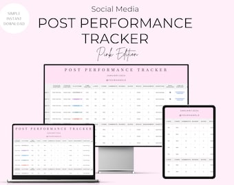 Monitoraggio delle prestazioni dei post sui social media / Fogli Google (download digitale) / Report sui post sui social media