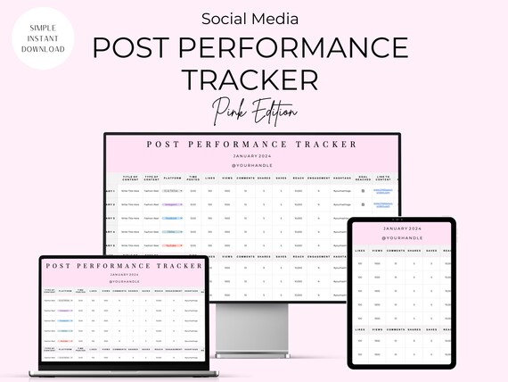Social Media Post Performance Tracker | Google Sheets (Digital Download) | Social Media Post Reporting
