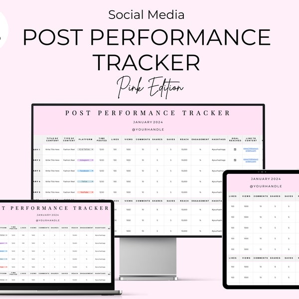 12 Month Post Performance Tracker | Post Performance Spreadsheet | Social Media Post Reporting | Google Sheets Tracker | Social Media Report