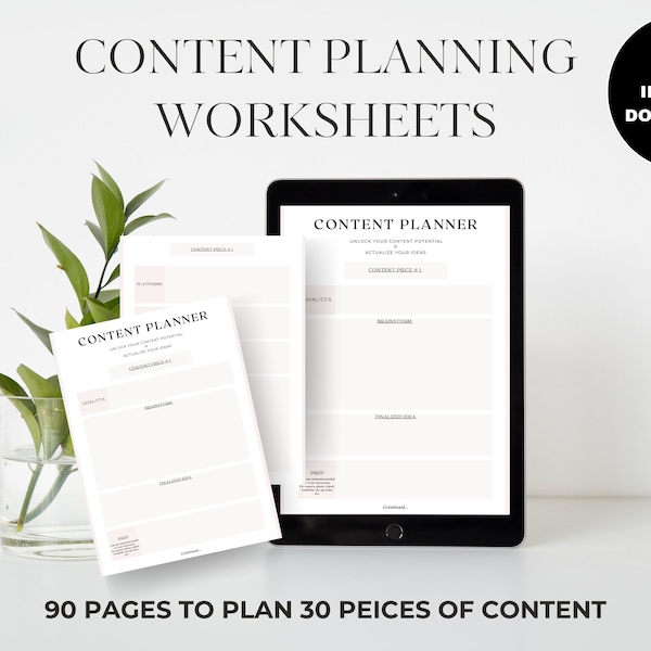 Content Planning Sheets | Content Piece Planner Worksheets | PDF | Goodnotes | Editable | Fillable | Printable | Content Creation | Planner