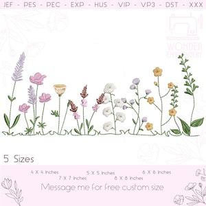 Wilde kruiden, bloemen en vlinders Machine borduurwerk ontwerp | Botanische ontwerpbestanden | Bloemenborduurwerk | Vlinderontwerp | Cottage kern