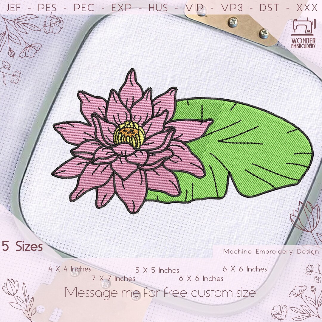 Lotus Flower Machine Embroidery Design | Wild Herbs | Botanical Design ...