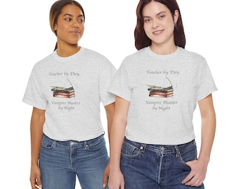 Teacher by Day Vampire Hunter T-Shirt | Books, Crossbow, Wooden Stake