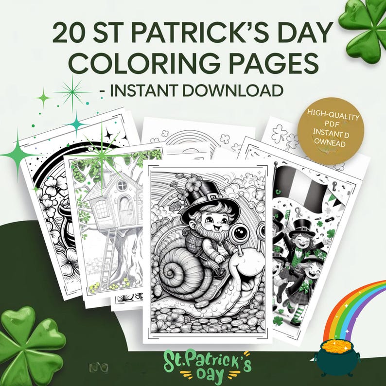 St Patricks Day Coloring Pages, Kids & Adults St Patricks Coloring ...
