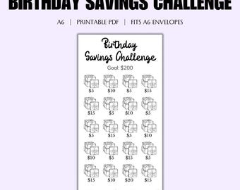 Birthday Savings Challenge: A6 Cash Envelope Insert (PDF)