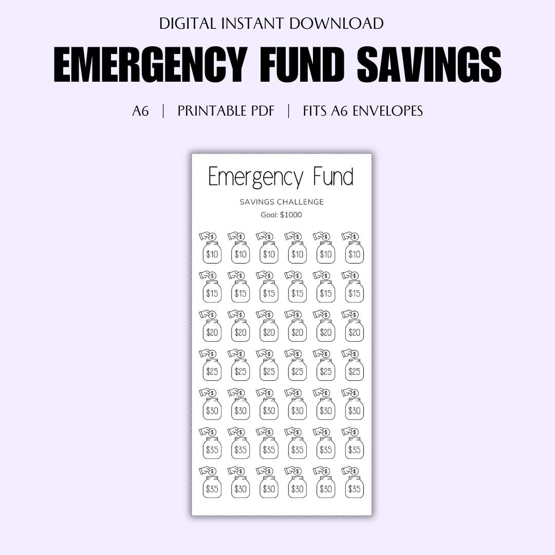 Emergency Fund Savings Challenge: A6 Printable Tracker (PDF) - Etsy