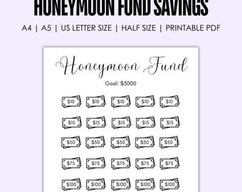 Honeymoon Fund Savings Tracker (Printable PDF)