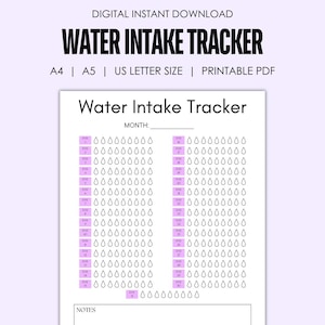 Monthly Water Intake Tracker Printable | 31 Day Water Challenge | Hydration Tracker | Water Intake | Drink Water Reminder | Water Journal