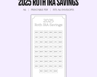 Sfida di risparmio Roth IRA 7000 / Tracker di risparmio Roth IRA / Tracker di risparmio di denaro / Fondo di emergenza / Risparmio 52 settimane 2025 / Risparmio massimo IRA