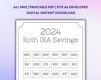 7000 Roth IRA Savings Challenge | Roth IRA Savings Tracker | Money Saving Tracker | Emergency Fund | 2024 52 Week Savings | IRA Max Saving