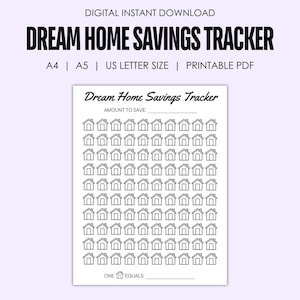 Dream Home Savings Tracker | Home Down Payment Fund | Dream Home Fund Savings | Savings Challenge | Sinking Fund | Printable Savings Tracker