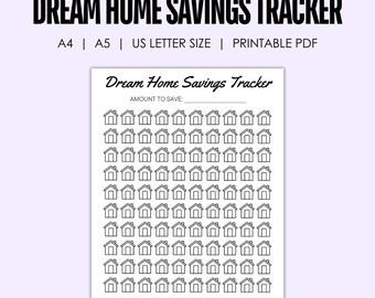 Dream Home Savings Tracker: Down Payment Fund (Printable PDF)