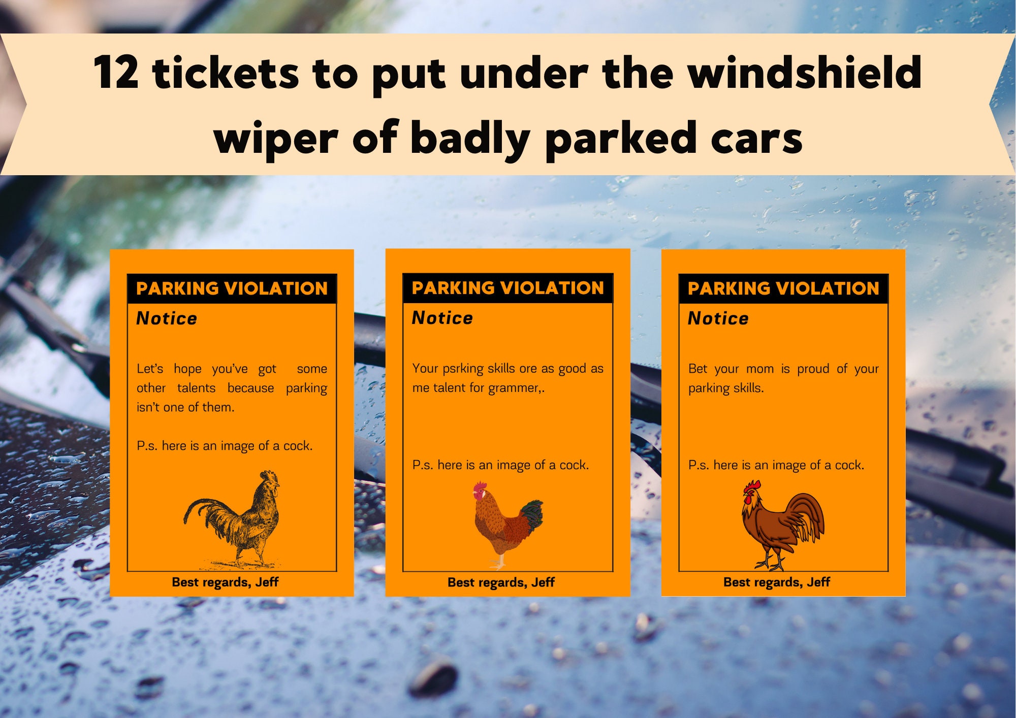 Tickets for People Who Park Their Car Poorly Parking Tickets Fake Fines