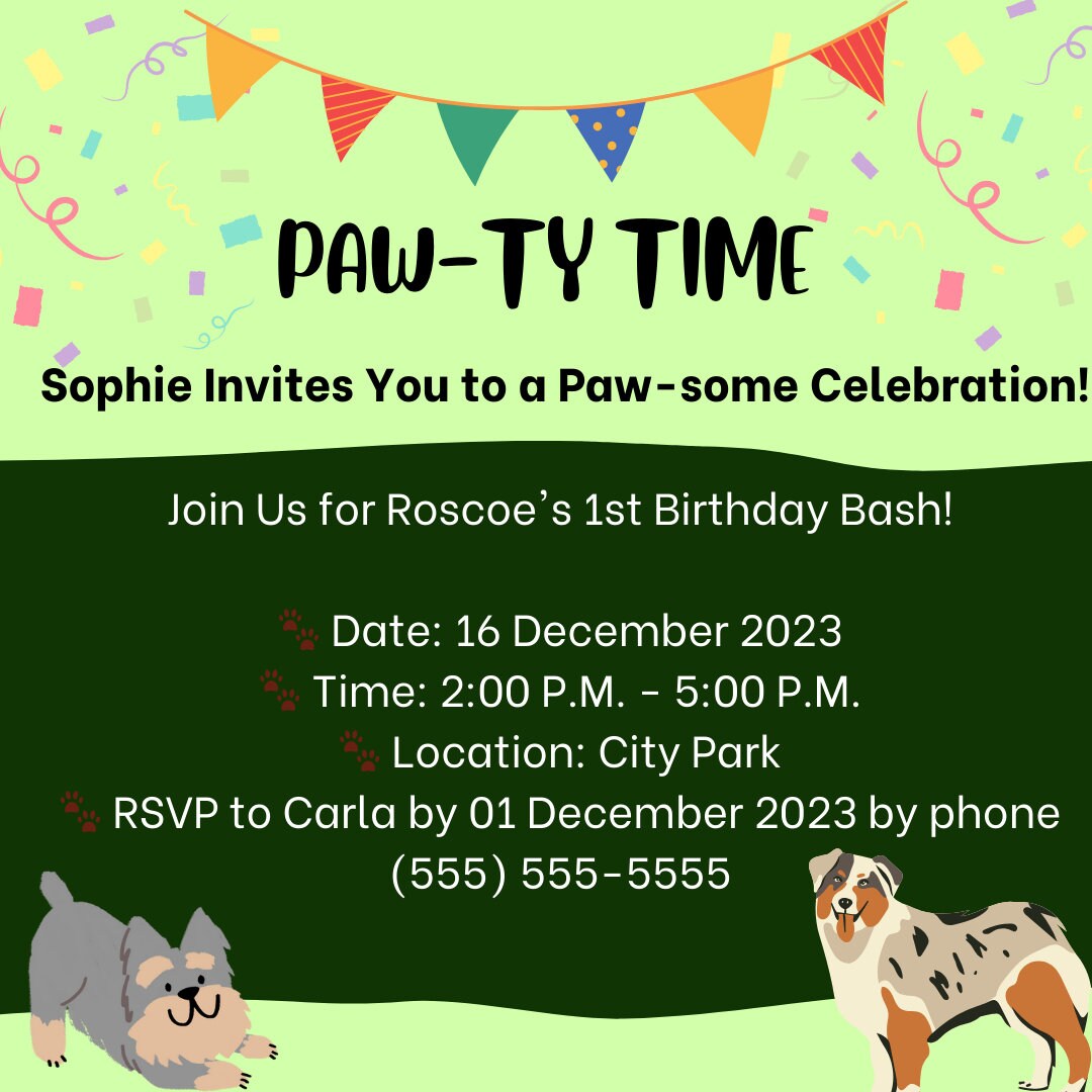DOG PARTY INVITATION Dog Pawty Birthday Invitation Virtual Etsy dog-party-invitation-dog-pawty-birthday-invitation-virtual-etsy