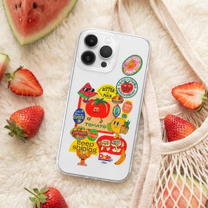 Retro Fruit Sticker Receipt MagSafe Phone Case | Vintage Fruit Tag Cover iPhone 17 Samsung