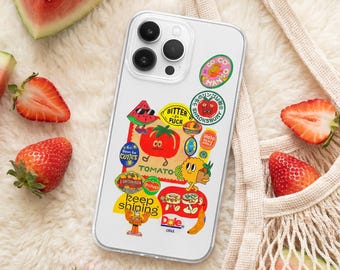 Retro Fruit Sticker Receipt MagSafe Phone Case | Vintage Fruit Tag Cover iPhone 17 Samsung