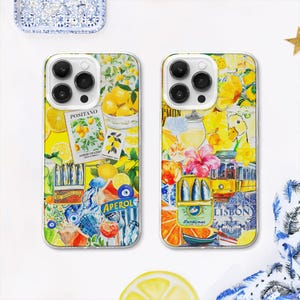 Funda MagSafe para teléfono de verano mediterráneo: Collage de limones de la Costa Amalfitana para iPhone 17 y Samsung 16