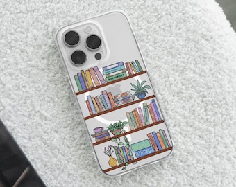 Custom Book Shelf MagSafe Phone Case | Personalized Favorite Book Phone Cover | Bookish Merch | Library Gift | iPhone 15 14 13 | Samsung S24