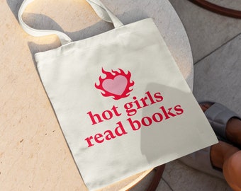 Hot Girls Read Books Tote Bag: Bookcore Cotton Canvas Bag, Gift For Romantasy Bookworms