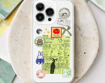 Japanese Anime Receipt MagSafe Phone Case, Kawaii Cartoon Manga Collage Cover iPhone 17 Samsung