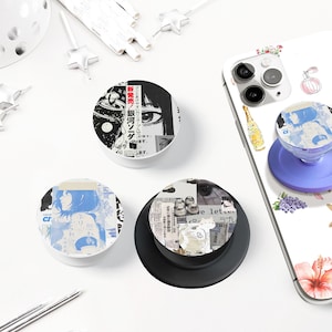 Anime Manga Collage Phone Grip, Japanese Comics Phone Holder, K-drama Kindle Socket, eReader Accessory