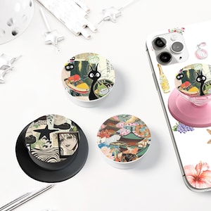 Magnetische telefoongreep met anime-collage | Kindle-houder met grunge-mangakunst, telefoonaansluiting stripstrips