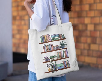 Personalisierte Bücherregal-Einkaufstasche: Benutzerdefinierte Buch-Liebhaber-Einkaufstasche, Geschenk für Bücherwurm, Bücherwurm