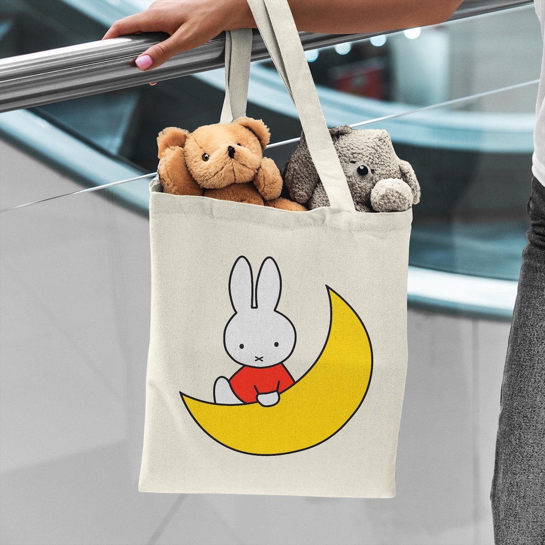 Kawaii Bunny Cotton Canvas Tote Bag | Japanese Lucky White Rabbit Bag ...