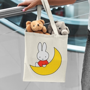 Bolsa de mano con diseño de conejo blanco de la suerte, bolsa de compras con estética de anime japonés, bolsa reutilizable de regalo con diseño de conejo de dibujos animados kawaii, bolsa de lona con diseño de conejo lindo