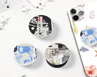 Japanese Anime Aesthetic Phone Holder | Manga Collage Phone Grip | K-drama Kindle Holder | Japanese Comics Gift | eReader Phone Accessory