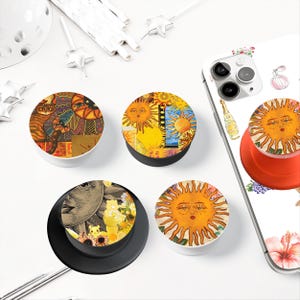 Sunshine Collage MagSafe Phone Holder: Summer Yellow Sun Kindle Grip, Ethnic Orange Phone Socket