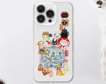 Kawaii Cartoon Cat Receipt MagSafe Phone Case | Japanese Moodboard Phone Cover | Maneki Neko Case | iPhone 16 15 14 13 | Samsung S24 S23