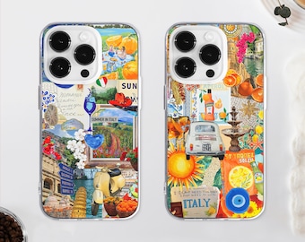 Italian Summer Collage MagSafe Phone Case: Amalfi Sardine Gift, Aperol Spritz iPhone 17 Samsung