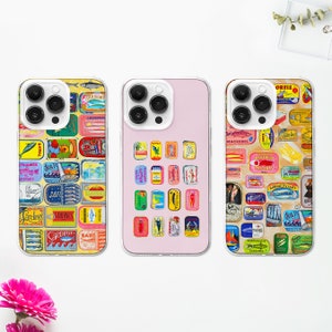 Custodia per telefono MagSafe vintage Sardine Tin / Cover per telefono Fish Ocean / Custodia per cartolina estiva italiana / Estetica nautica / iPhone 15 /Samsung S24