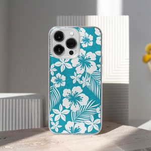 Hawaiian Flower MagSafe Phone Case, Aesthetic Hibiscus Phone Cover, y2k Tropical Coquette Phone Case, iPhone 15 14 13, Samsung S23 S22, retro groovy summer floral phone case, summer hibiscus case, y2k coquette blue hibiscus, hawaaian flower